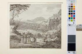 Ansicht von Subiaco mit Landleuten 1821