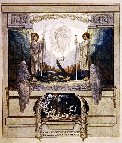 Illustration from Dante''s ''Divine Comedy'', Purgatory, Canto VIII: 24 von Franz von (Choisy Le Conin) Bayros