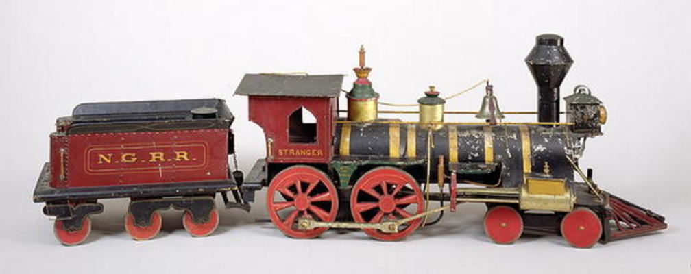 Railroad engine & tender model, 1877 (wood & metal) von Fred Butterfly