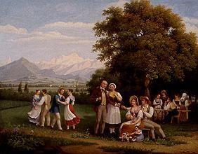 Fest auf dem Lande bei Genf mit Blick auf den Mont Blanc 1849
