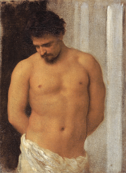 Study of a Male Figure (oil on canvas) von Frederic Leighton