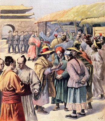 Disturbances in Seoul, cover of 'Le Petit Journal', 13th August 1894 (colour litho) von Frederic Lix