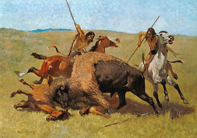 Indianer bei der Büffeljagd. von Frederic Remington