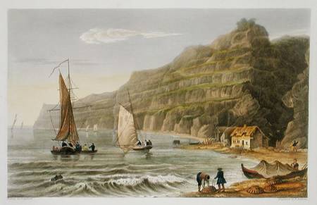 Shanklin Bay, from 'The Isle of Wight Illustrated, in a Series of Coloured Views', engraved by P. Ro von Frederick Calvert