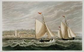 Ryde, from 'The Isle of Wight Illustrated, in a Series of Coloured Views', engraved by P. Roberts published