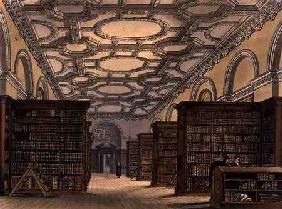 Interior of the Public Library, Cambridge, from 'The History of Cambridge', engraved by Daniel Havel 1815 our