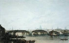 A View of the Southwark Bridge as it appeared in May 1818, engraved by W. Bennett after a drawing of 1819