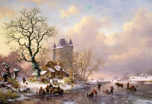 Winter Landscape with a Castle von Frederick Marianus Kruseman