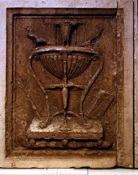 Plaque depicting symbols of glory and prestige von Frederico (Fiori) Barocci