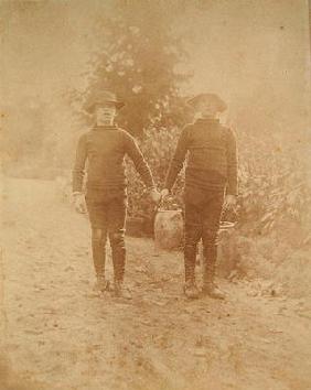 Portrait of Michel Monet and Jean-Pierre Hoscede (b/w photo) 1889