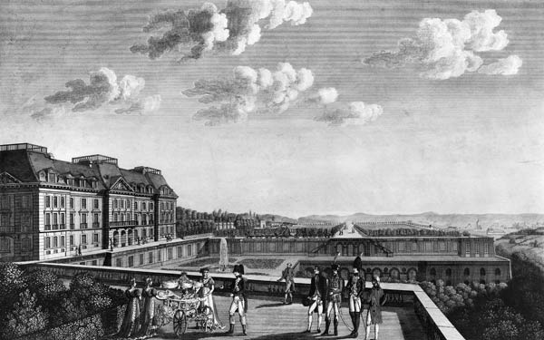 First steps of King of Rome on the terrace of Saint-Cloud; engraved by Dubois von French School