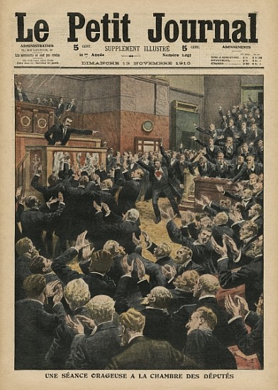 A stormy session at the Chamber of Deputies, illustration from ''Le Petit Journal'', supplement illu von French School