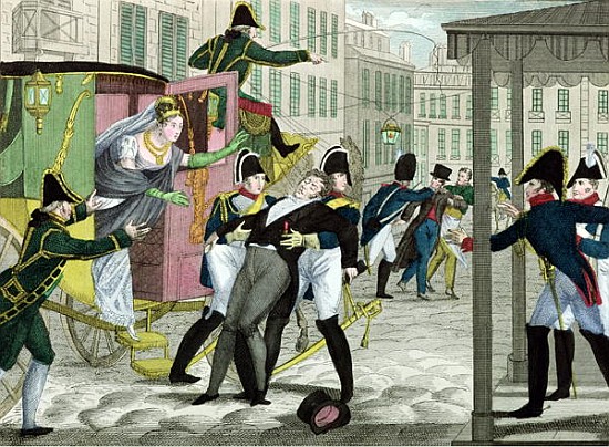 Assassination of Charles-Ferdinand of France (1778-1820) Duke of Berry, Louis Louvel, in front of th von French School