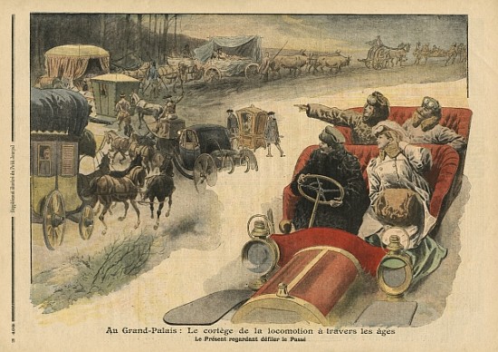At the Grand Palais, history of locomotion throughout the ages, illustration from ''Le Petit Journal von French School