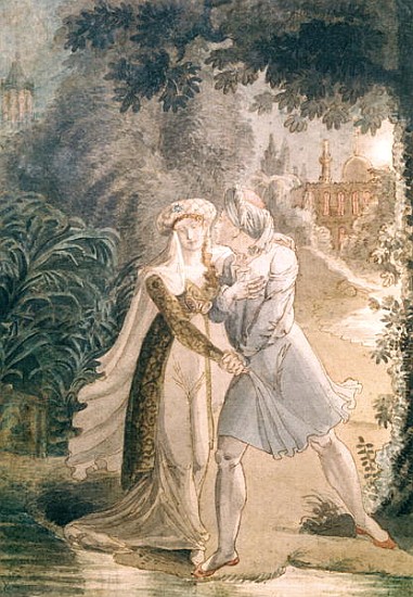 Blanca and Abon Hamet in the Gardens of the Alhambra, from ''Le Dernier des Abencerages'' Francois R von French School