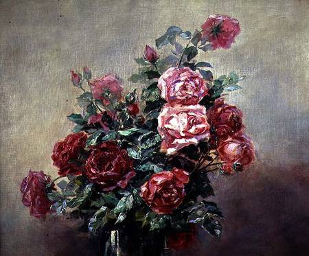 A Bowl of Red and Pink Roses von French School
