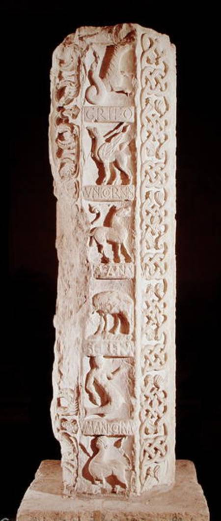 'Calendrier de Saison' pillar depicting fantastical animals von French School