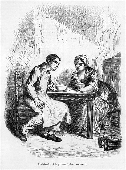 Christophe and the Fat Sylvie, illustration from ''Le Pere Goriot'' Honore de Balzac (1799-1850) von French School