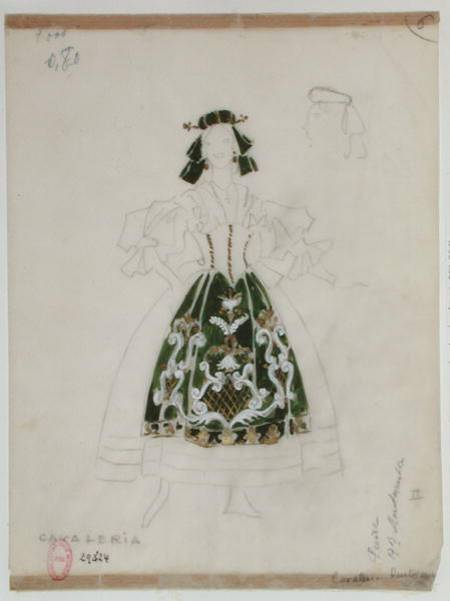 Costume design for opera "Cavalleria Rusticana" by Pietro Mascagni (1863-1945) von French School