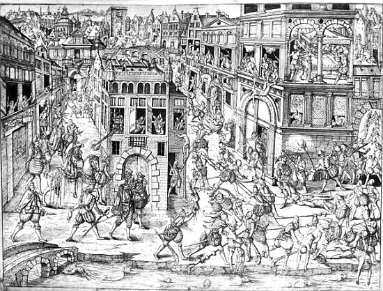 Death of Admiral Gaspard II de Coligny (1519-72), at the time of St. Bartholomew''s Massacre in 1572 von French School