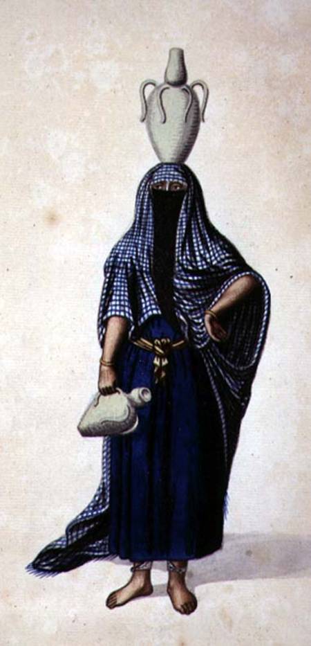 Egyptian Woman Carrying an Ibrik Water Pot, probably by Cousinery, Ottoman period von French School