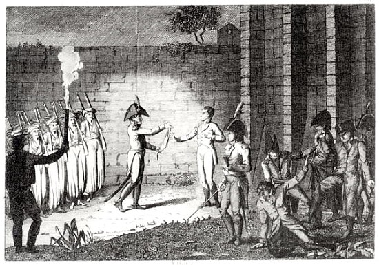 Execution of Louis Antoine Henri de Bourbon (1772-1804) Duke of Enghien in the castle moat at Vincen von French School