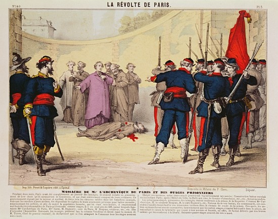 Execution of the Archbishop of Paris, Monseigneur Darboy, during the Paris Commune von French School
