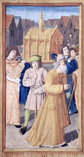 Fol.56r David and the Ark of the Covenant, from ''Heures a l''Usage de Rome'' von French School