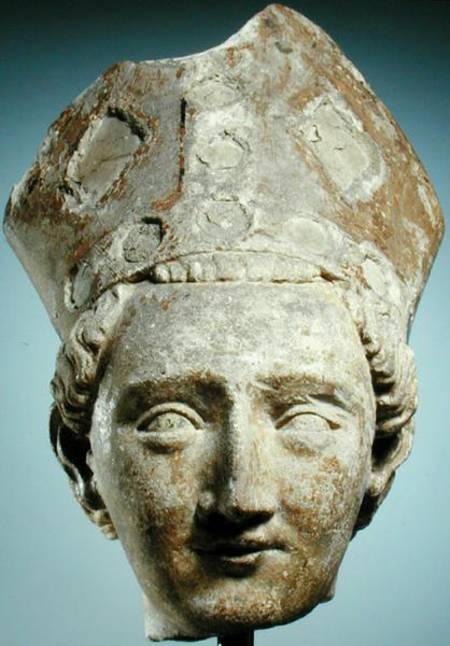 Head of a Bishop Saint c.1320 (limestone) von French School