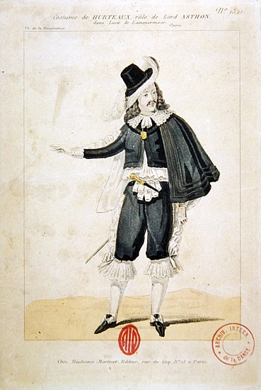 Hurteaux in the role of Lord Enrico Ashton, in the opera ''Lucie de Lammermoor'', Gaetano Donizetti  von French School