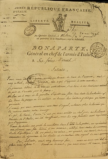 Instructions to soldiers issued Napoleon as General of the Italian Army, 20th May 1796 von French School
