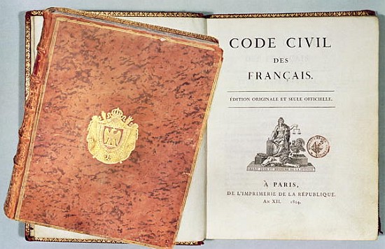 ''Le Code Civil des Francais'', showing the binding and title page, first edition pub. 1804 von French School