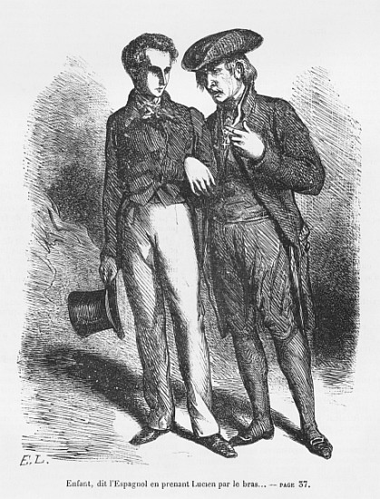 Lucien de Rubempre and Carlos Herrera, illustration from ''Les Illusions perdues'' Honore de Balzac von French School