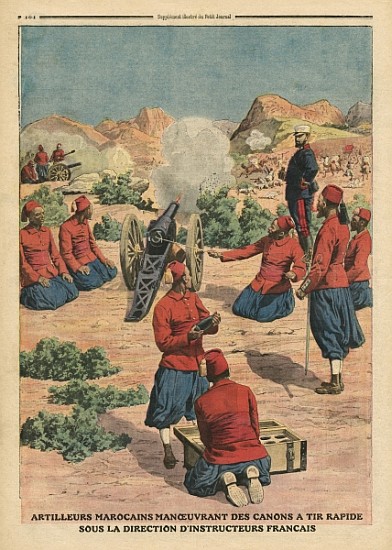 Moroccan artillerymen using cannons under the command of French instructors, illustration from ''Le  von French School
