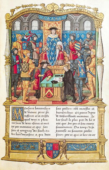 Ms 18 fol 1r Presentation of the Memoirs to Louis XI, from the Memoirs of Philippe of Commines (1445 von French School
