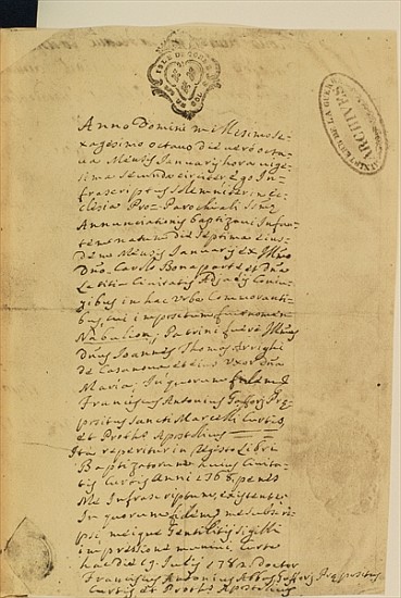 Napoleon''s Birth Certificate von French School