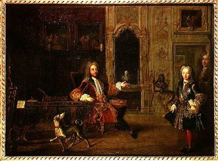 Philippe d'Orleans (1647-1723) and King Louis XV (1710-74) in the Grand Dauphin Cabinet at Versaille von French School