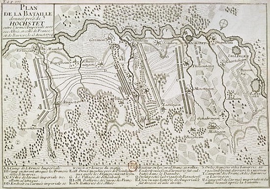 Plan of the Battle of Blenheim between the Imperial Army and the Franco-Bavarian Army, 13th August 1 von French School