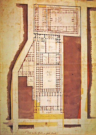 Plan of the Grande and Petite Force prison, rue du Roi de Sicile, Paris (ink & wash on paper) von French School