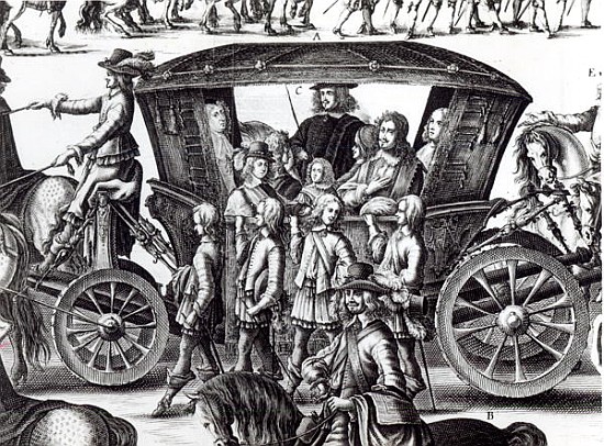 Procession of the entry of the young king Louis XIVth as a child in the city of Paris on the 18th Au von French School