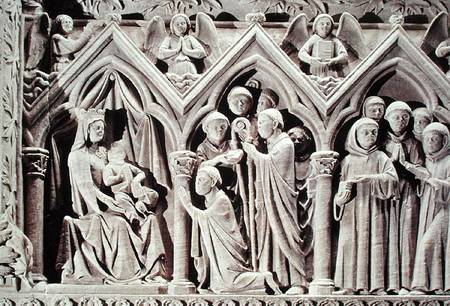 Relief depicting the Presentation of the Monks to the Virgin by St. Etienne of Aubazine, from the To von French School