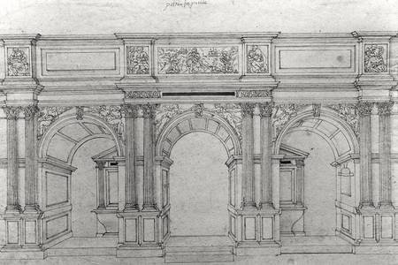 Rood Screen of the church Saint-Germain-l'Auxerrois design by Pierre Lescot (1515-78) (pen & ink on von French School