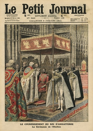 The Coronation of King George V (1865-1936) and the Ceremony of Unction at Westminster Abbey, 23 Jun von French School