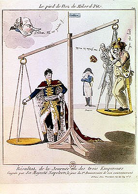 The Result of the Day of the Three Emperors, caricature drawn after the Battle of Austerlitz von French School