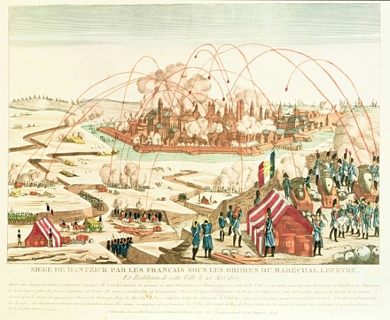 The Siege of Danzig under the command of Marshal Pierre Joseph Lefebvre (1755-1820) and the Surrende von French School