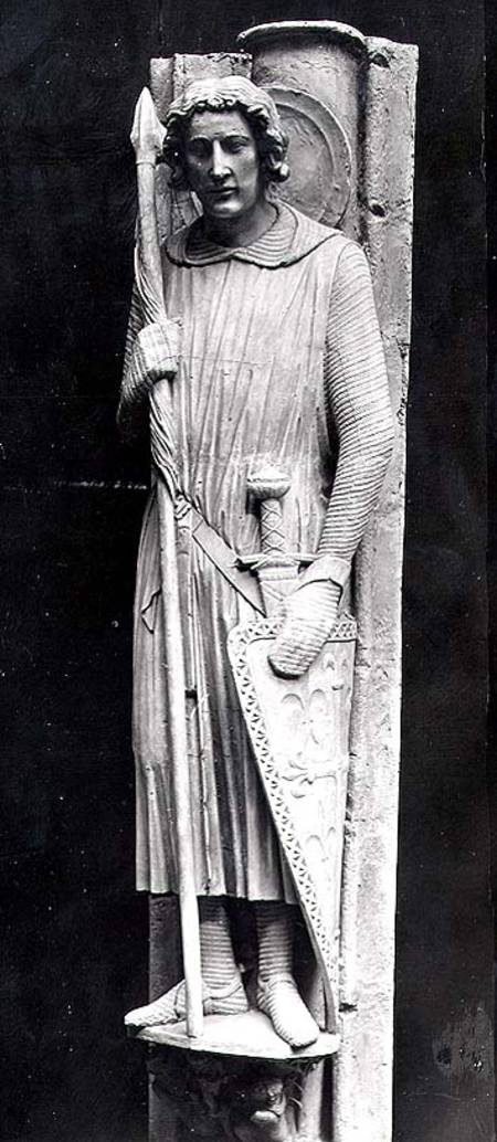 St. Theodore dressed as a Knight, relief carving von French School