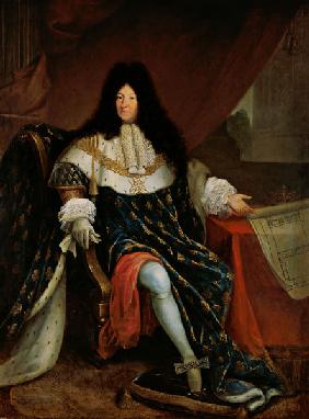 Louis XIV (1638-1715) Holding a Plan of the Maison Royale de Saint-Cyr 17 th c.