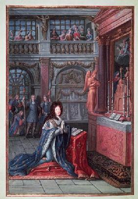 Frontispiece of the ''Hours of Louis XIV'' depicting Louis XIV (1638-1715) at Prayer