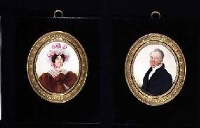 Pair of Portrait Miniatures of a Lady and a Gentleman c.1825  on