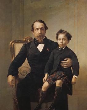 Portrait of the Emperor Louis-Napoleon Bonaparte (1808-73) and his son 19th